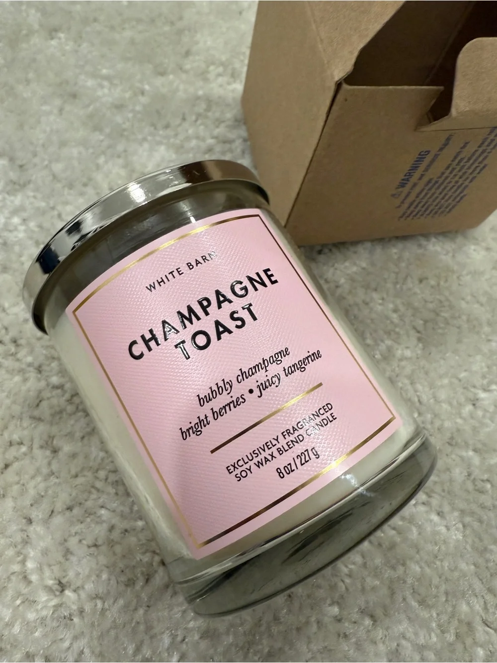 White Barn Champagne Toast Candle - Light Pink Label 8oz - Picture 1 of 4